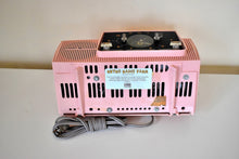 Load image into Gallery viewer, Princess Pink Mid Century 1958 General Electric Model 913D Vacuum Tube AM Clock Radio Sounds Fantastic Excellent Plus Condition!