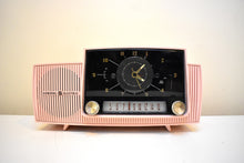 Load image into Gallery viewer, Princess Pink Mid Century 1959 General Electric Model 914D Vacuum Tube AM Clock Radio Beauty Sounds Fantastic Popular Model!