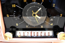 Load image into Gallery viewer, Princess Pink Mid Century 1959 General Electric Model 914D Vacuum Tube AM Clock Radio Beauty Sounds Fantastic Popular Model!