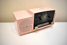 Load image into Gallery viewer, Princess Pink Mid Century 1959 General Electric Model 914D Vacuum Tube AM Clock Radio Beauty Sounds Fantastic Popular Model!