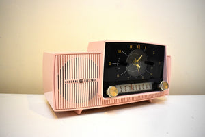 Princess Pink Mid Century 1959 General Electric Model 914D Vacuum Tube AM Clock Radio Beauty Sounds Fantastic Popular Model!