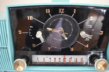 画像をギャラリービューアに読み込む, シーフォーム ターコイズ ミッドセンチュリー 1959 ゼネラル エレクトリック モデル 914D 真空管 AM クロック ラジオ 人気モデル サウンドは素晴らしい！