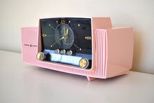 Load image into Gallery viewer, Princess Pink Mid Century 1959 General Electric Model 914D Vacuum Tube AM Clock Radio Beauty Sounds Fantastic Popular Model!