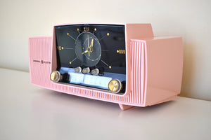 Princess Pink Mid Century 1959 General Electric Model 914D Vacuum Tube AM Clock Radio Beauty Sounds Fantastic Popular Model!