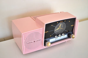 Princess Pink Mid Century 1959 General Electric Model 914D Vacuum Tube AM Clock Radio Beauty Sounds Fantastic Popular Model!