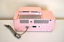 Load image into Gallery viewer, Princess Pink Mid Century 1959 General Electric Model 914D Vacuum Tube AM Clock Radio Beauty Sounds Fantastic Popular Model!