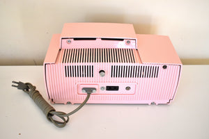 Princess Pink Mid Century 1959 General Electric Model 914D Vacuum Tube AM Clock Radio Beauty Sounds Fantastic Popular Model!