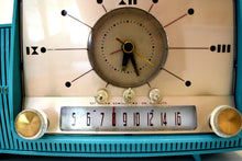 Load image into Gallery viewer, Seafoam Green Turquoise 1959 GE General Electric Model 914D AM Vacuum Tube Clock Radio Excellent Condition Rare Desirable Color!