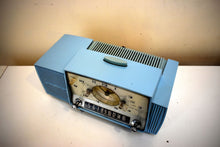 Load image into Gallery viewer, Cornflower Blue 1959 GE General Electric Model 913D AM Vacuum Tube Clock Radio Excellent Condition Sounds Wonderful!