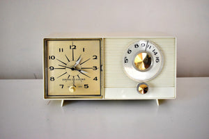 Bluetooth Ready To Go - Ivory Moderne 1959 GE General Electric Model C-403B AM Vacuum Tube Clock Radio