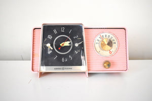 Bluetooth Ready To Go - Primrose Pink 1959 GE General Electric Model C-406B AM Vacuum Tube Clock Radio