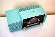 Load image into Gallery viewer, Ocean Turquoise Mid Century 1959 General Electric Model C-417C Vacuum Tube AM Clock Radio Popular Model Sounds Terrific!