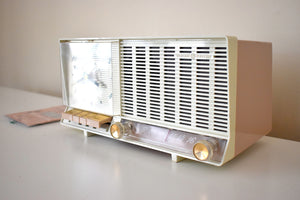 Rose Beige 1960 GE General Electric Model C-426A AM Vintage Radio with Original User Manual
