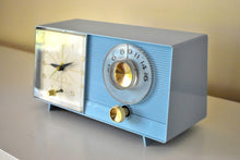 Load image into Gallery viewer, Powder Blue 1959 General Electric Model C-404B AM Vintage Radio Mid Century Retro Wonder!