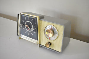 Bluetooth Ready To Go - Taupe Ivory 1958 General Electric Model C-405D Vacuum Tube AM Radio Mid Century Looker and Player!
