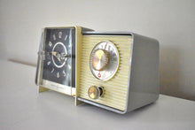 Load image into Gallery viewer, Bluetooth Ready To Go - Taupe Ivory 1958 General Electric Model C-405D Vacuum Tube AM Radio Mid Century Looker and Player!