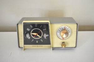 Bluetooth Ready To Go - Taupe Ivory 1958 General Electric Model C-405D Vacuum Tube AM Radio Mid Century Looker and Player!