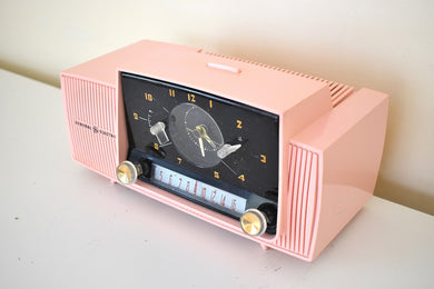 Princess Pink Mid Century 1959 General Electric Model C-406C Vacuum Tube AM Clock Radio Beauty Sounds Fantastic Love This One!