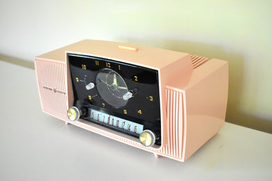 Princess Pink Mid Century 1959 General Electric Model C-416C Vacuum Tube AM Clock Radio Beauty Sounds Fantastic!