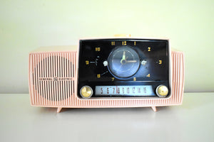 プリンセス ピンク ミッドセンチュリー 1959 ゼネラル エレクトリック モデル C-416C 真空管 AM クロック ラジオ ビューティー サウンド ファンタスティック!