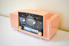Load image into Gallery viewer, Princess Pink Mid Century 1959 General Electric Model C-416C Vacuum Tube AM Clock Radio Beauty Sounds Fantastic Popular Model!