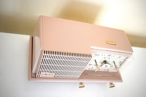 ダスティ ピンク 1957 ゼネラル エレクトリック モデル C420A 真空管 AM クロック ラジオ ニアミント!