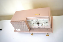Load image into Gallery viewer, Dusty Pink 1957 General Electric Model C420A Vacuum Tube AM Clock Radio Near Mint!