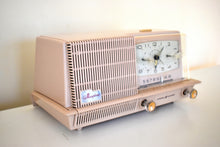 Load image into Gallery viewer, Dusty Pink 1958 General Electric Model C421A Vacuum Tube AM Clock Radio Near Mint!