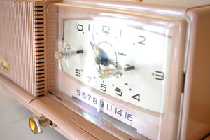 Dusty Pink 1958 General Electric Model C421A Vacuum Tube AM Clock Radio Excellent Condition Sounds Great!
