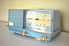 Load image into Gallery viewer, Cornflower Blue 1958 General Electric Model C421B Vacuum Tube AM Clock Radio Excellent+ Condition Sounds Great!