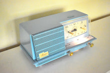 Load image into Gallery viewer, Cornflower Blue 1958 General Electric Model C421B Vacuum Tube AM Clock Radio Excellent+ Condition Sounds Great!