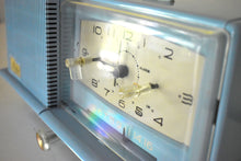 Load image into Gallery viewer, Cornflower Blue 1958 General Electric Model C421B Vacuum Tube AM Clock Radio Excellent+ Condition Sounds Great!