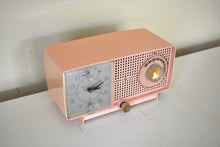 Load image into Gallery viewer, Cherry Blossom Pink Vintage 1959 General Electric Model C437A Vacuum Tube AM Clock Radio Cream Puff!
