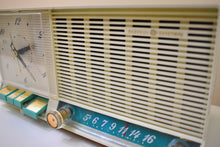 Load image into Gallery viewer, Seafoam Turquoise 1960 GE General Electric Model C-427A AM Vintage Radio Late Fifties Bells and Whistles!