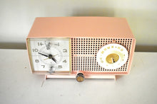 Load image into Gallery viewer, Bluetooth Ready To Go - Cherry Blossom Pink 1959 General Electric Model C437B AM Radio Works Great! Excellent Condition!