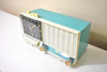 Load image into Gallery viewer, Seafoam Turquoise 1960 GE General Electric Model C-451A AM Vintage Radio Mid Century Bells and Whistles!