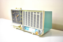 Load image into Gallery viewer, Seafoam Turquoise 1960 GE General Electric Model C-451A AM Vintage Radio Mid Century Bells and Whistles!