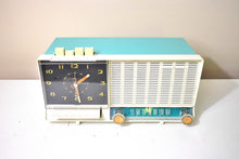 Load image into Gallery viewer, Seafoam Turquoise 1960 GE General Electric Model C-451A AM Vintage Radio Mid Century Bells and Whistles!