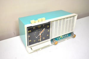 Seafoam Turquoise 1960 GE General Electric Model C-451A AM Vintage Radio Mid Century Bells and Whistles!