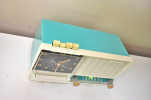 Seafoam Turquoise 1960 GE General Electric Model C-451A AM Vintage Radio Mid Century Bells and Whistles!