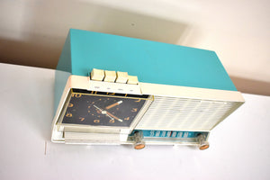 Seafoam Turquoise 1960 GE General Electric Model C-451A AM Vintage Radio Mid Century Bells and Whistles!