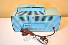Load image into Gallery viewer, Cornflower Blue 1959 GE General Electric Model C-481A AM Vacuum Tube Clock Radio Holy Smoke Working Clock Light!