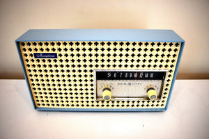 Bluetooth Ready To Go - Breezeway Blue 1960 General Electric Model T-165A Vacuum Tube Radio Sounds and Looks Great!