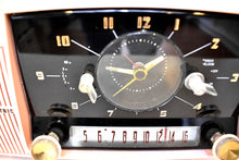 Load image into Gallery viewer, Princess Pink Mid Century 1959 General Electric Model 914D Vacuum Tube AM Clock Radio Beauty Sounds Fantastic Popular Model!