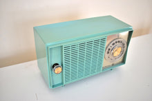 Load image into Gallery viewer, Bluetooth MP3 Ready - 1959 Turquoise General Electric Model T-129 AM Vacuum Tube Clock Radio No Nonsense Player and Looker!