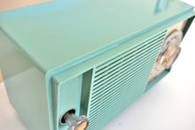 Load image into Gallery viewer, Bluetooth MP3 Ready - 1959 Turquoise General Electric Model T-129 AM Vacuum Tube Clock Radio No Nonsense Player and Looker!