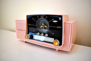 Bluetooth すぐに使える-プリンセス ピンク 1959 GE ゼネラル・エレクトリック モデル 913D AM 真空管時計 ラジオ サウンド 大好評モデル！