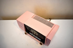 Bluetooth Ready To Go - Princess Pink 1959 GE General Electric Model 913D AM Vacuum Tube Clock Radio Sounds Great Popular Model!