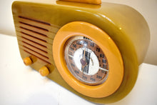 画像をギャラリービューアに読み込む, オニキス グリーン アンド イエロー スワール カタリン 1946 FADA モデル 1000 真空管 AM ラジオ 素晴らしい!素晴らしい+コンディション！