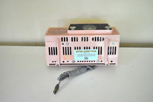 Load image into Gallery viewer, Princess Pink Mid Century 1957 General Electric Model 913D Vacuum Tube AM Clock Radio Beauty Sounds Fantastic!